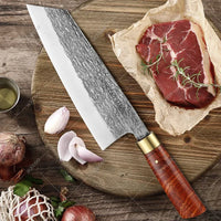 Forged Stainless Steel Chef's Knife Kitchen Knife Solid Wood Handle Butcher Meat Cleaver Fish Vegetable Fruit Slicing Knife