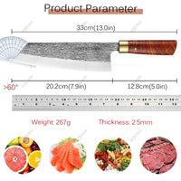 Forged Stainless Steel Chef's Knife Kitchen Knife Solid Wood Handle Butcher Meat Cleaver Fish Vegetable Fruit Slicing Knife